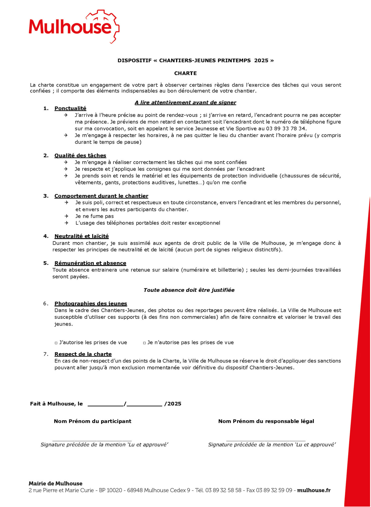 Charte Chantier jeune printemps 2025