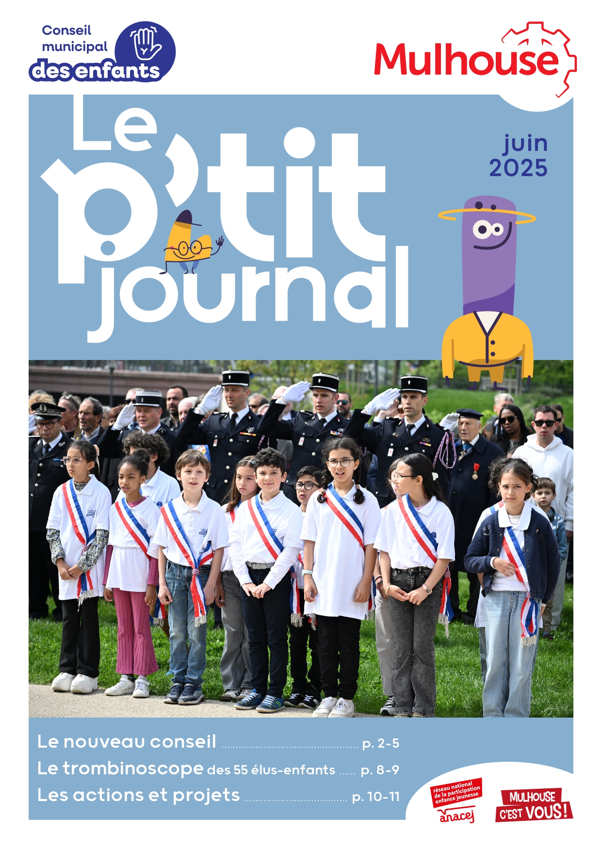 Couverture du P'tit journal du Conseil Municipal des Enfants de juin 2025.